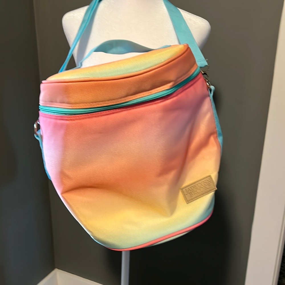 NWT Super cute cooler bag full zip top.  Pink,peach yellow and blue colors